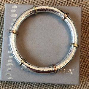 Retired Silpada .925 Sterling Silver & Brass Two Tone Bold Bangle Bracelet